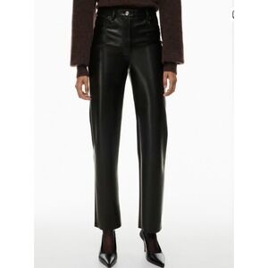 Wilfred Melina Vegan Leather Pants  Straight Leg Trousers Black SIZE 4‎